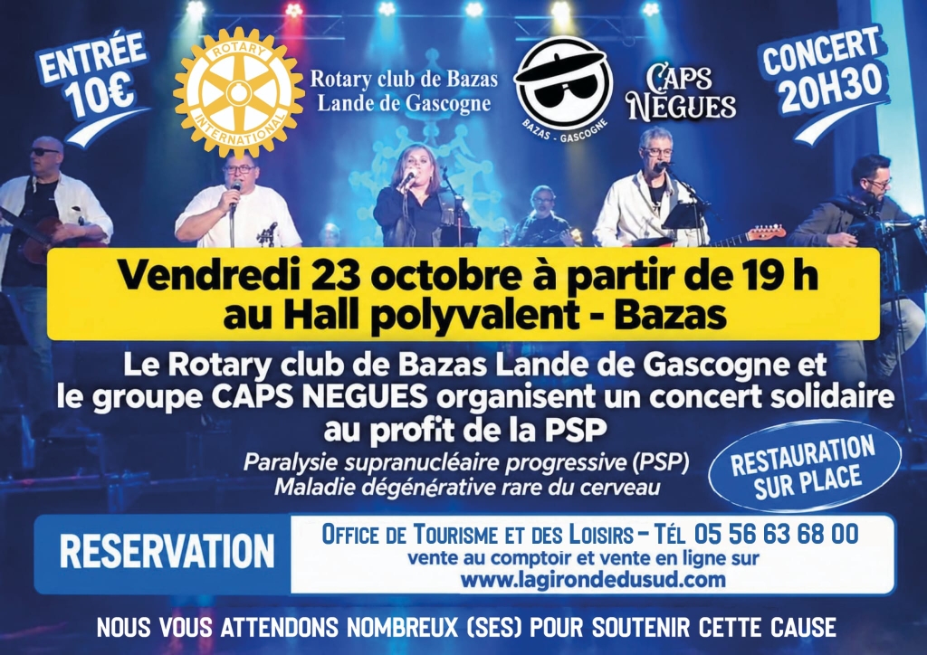 Vendredi 23 Octobre à Bazas, concert solidaire PSP