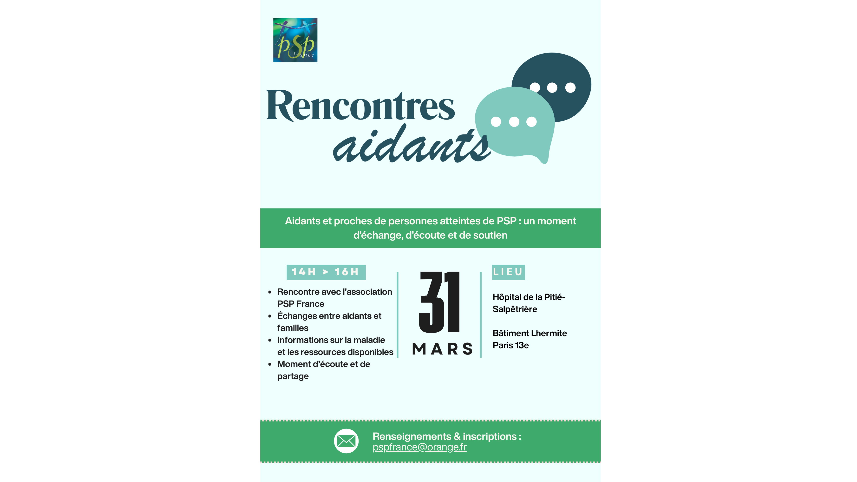 Rencontre des aidants avec PSP France le 31 mars 2026