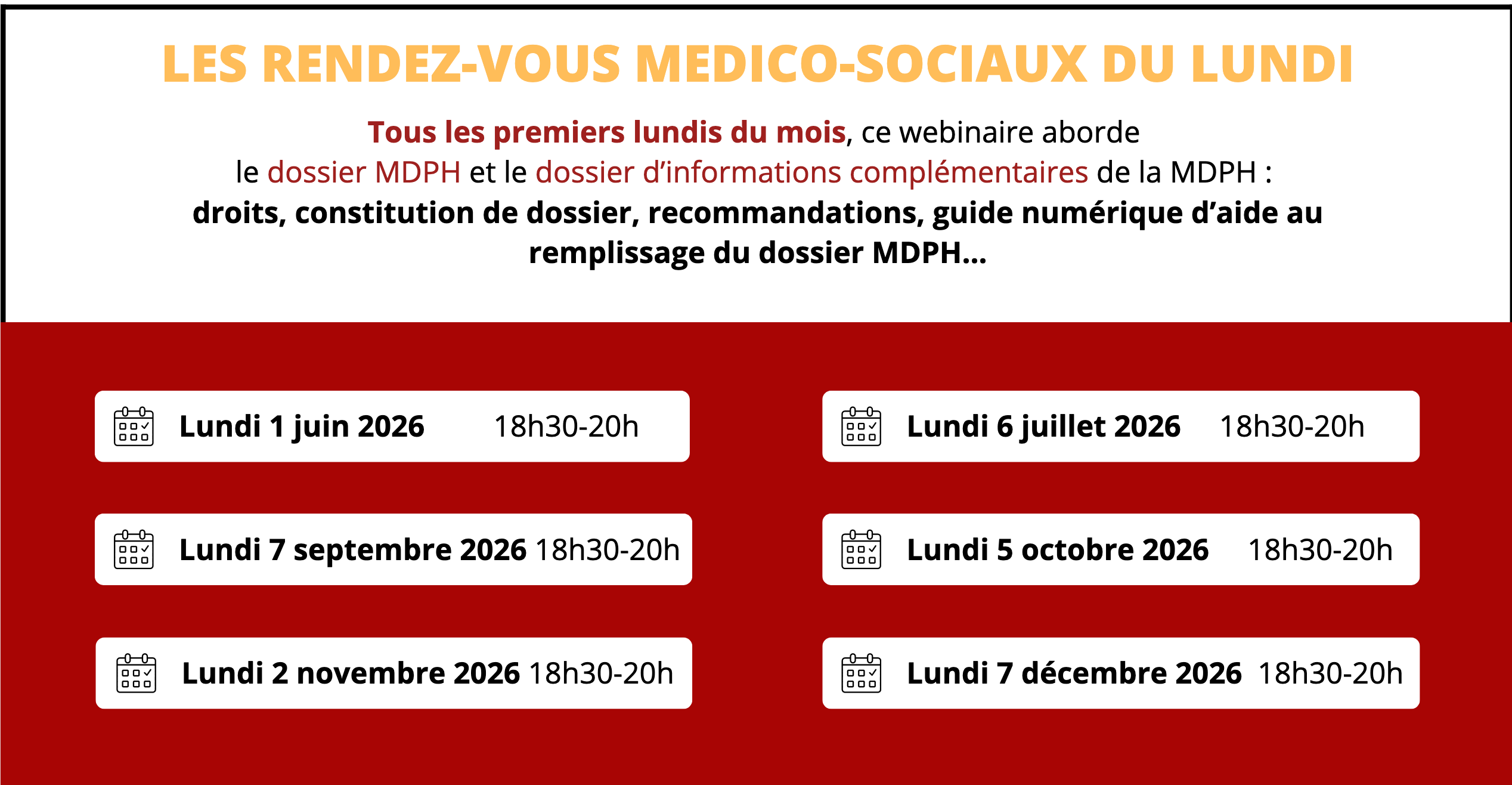 Vous avez des questions sur le dossier MDPH ? Suivez les rendez vous médico-sociaux !!